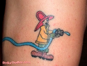 fireman with hose armband tattoo