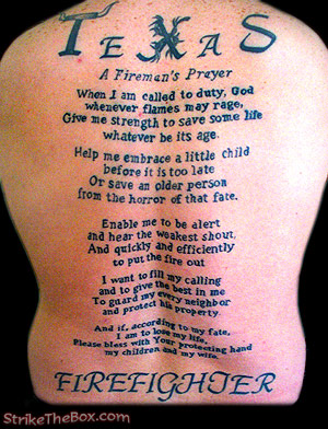 firefighters prayer tattoo