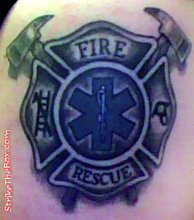 maltese cross with ems star of life tattoo