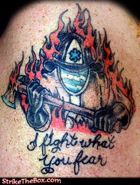 firefighter with axe tattoo