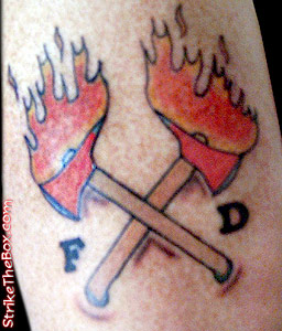 crossed axes firefighter tattoo