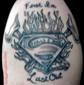 firefighter tattoo with superman logo