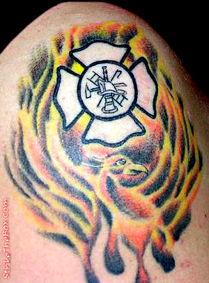 phoenix firefighter tattoo with maltese cross