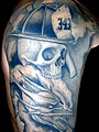 firefighter skull tattoo with dragon