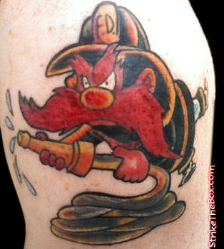 Yosemite Sam firefighter tattoo